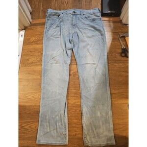 True Religion Jeans Men's 36 Geno Relaxed Slim Light Blue Denim Pants Stretch